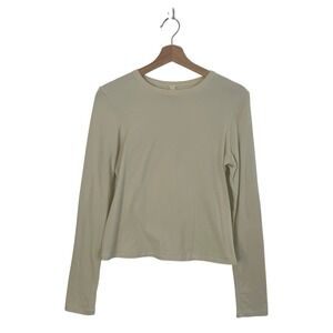 SKIMS Cotton Jersey Long‎ Sleeve T-Shirt Top Women Large Bone Crewneck Slim Fit